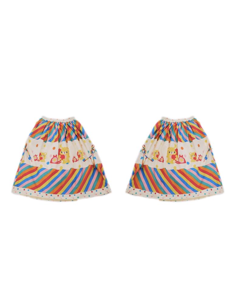 Rainbow Diary Printed Patchwork Half Skirt