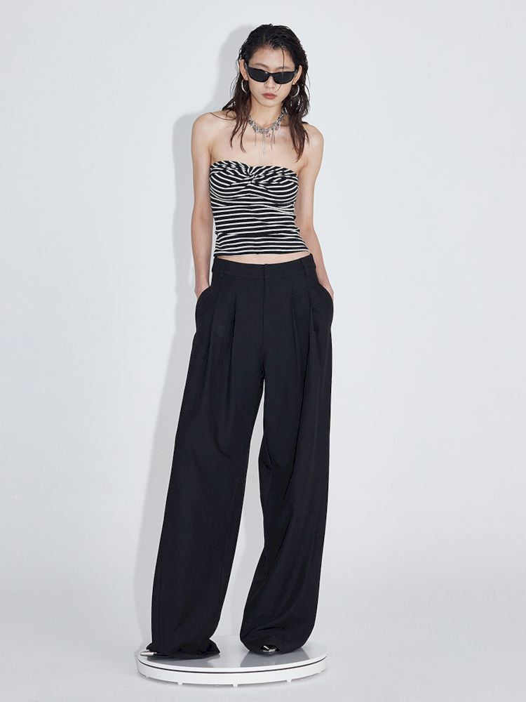 Pinch Pleat Wide Leg Suit