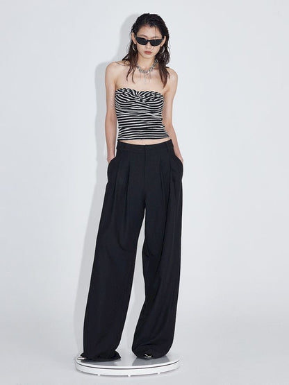 Pinch Pleat Wide Leg Suit