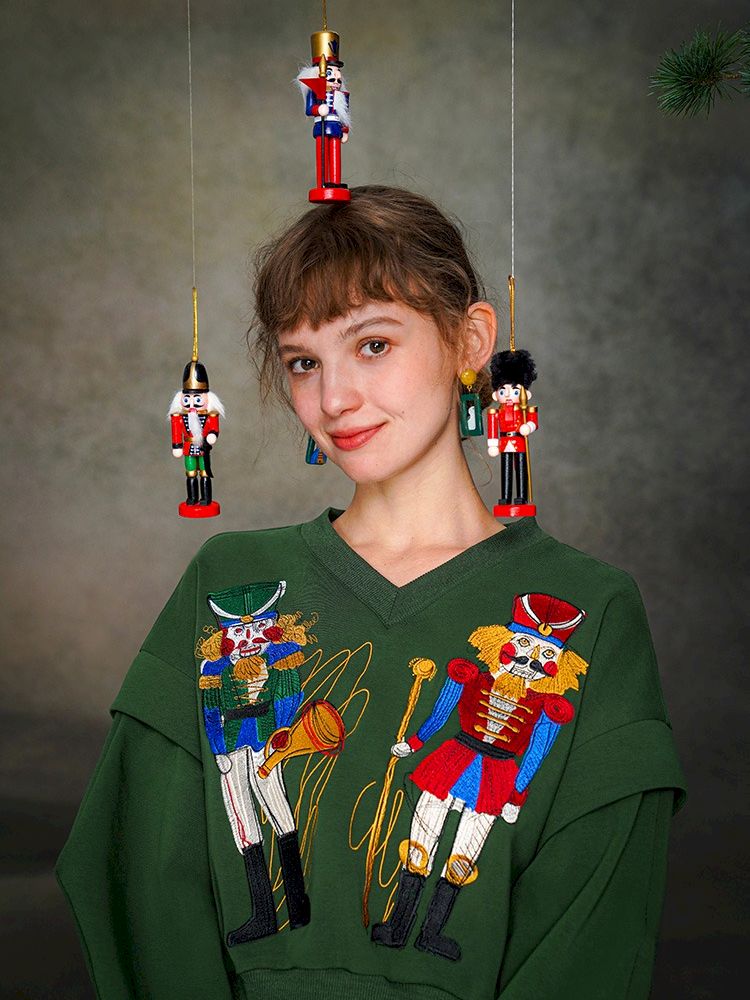 Nutcracker Embroidered Sweatshirt