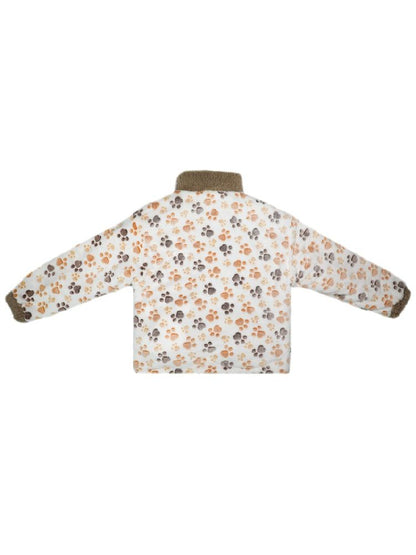 Double Sided Paw Print Plush Jacket