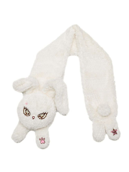 Warm Plush White Rabbit Doll Scarf