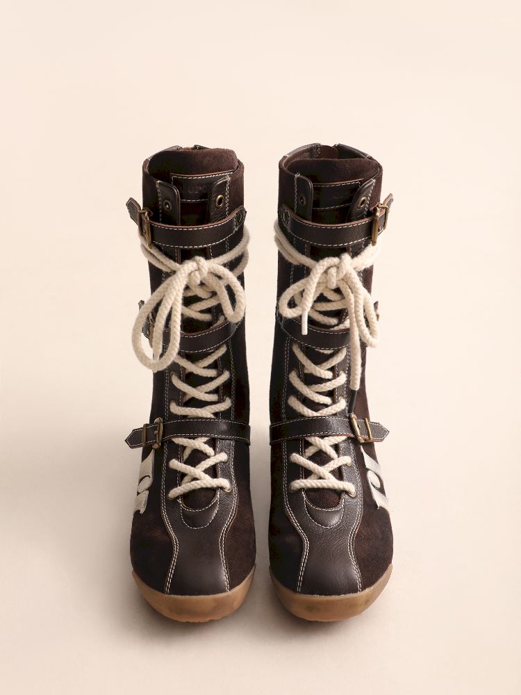 Lace Up Back Zipper Boxing Boots