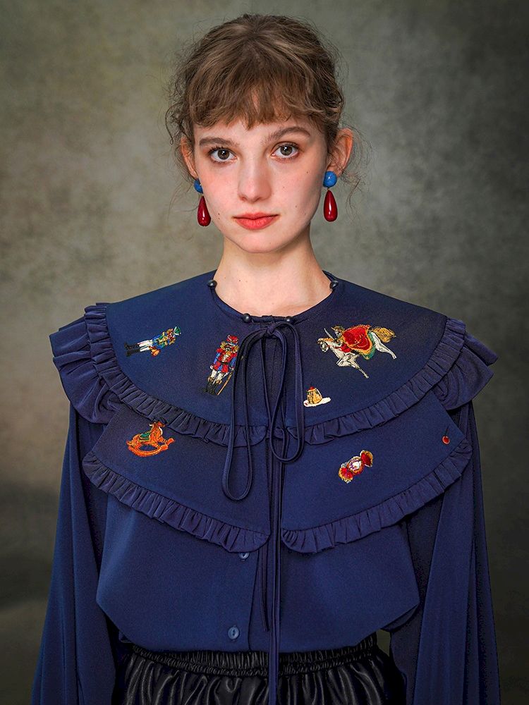 French Vintage Manor Loose Embroidered Shirt