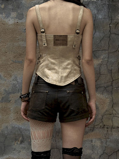 Low Rise Leather Shorts