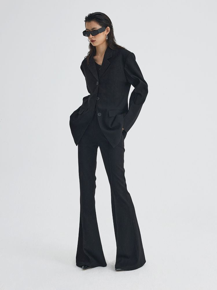 Mid Waist Slim Flared Western Trousers