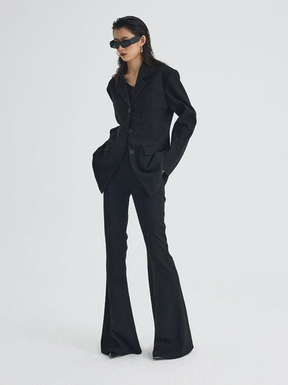 Mid Waist Slim Flared Western Trousers