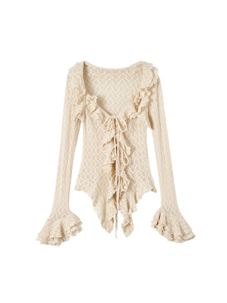 Ruffle Slim Lace Blouse