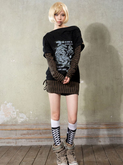 One Shoulder Punk Loose Sweatshirt