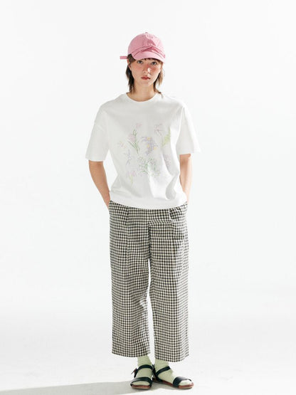 Plaid High Waist Tapered Pants