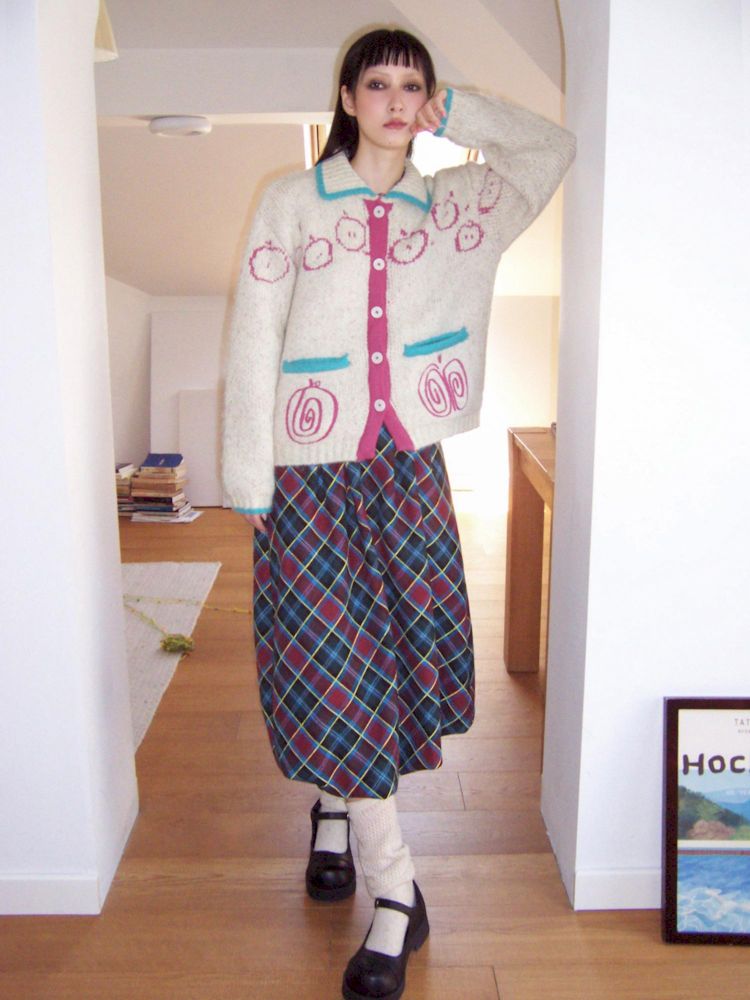 Embroidered Apple Sweater Cardigan