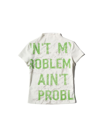 Mottled Green Alphabet All Over Stretch T-Shirt