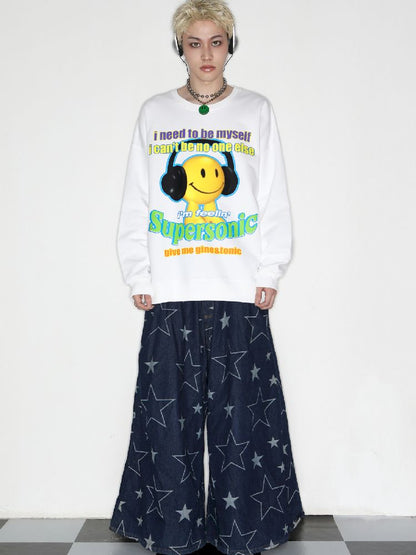 American Casual Street Smiley Loose Pullover