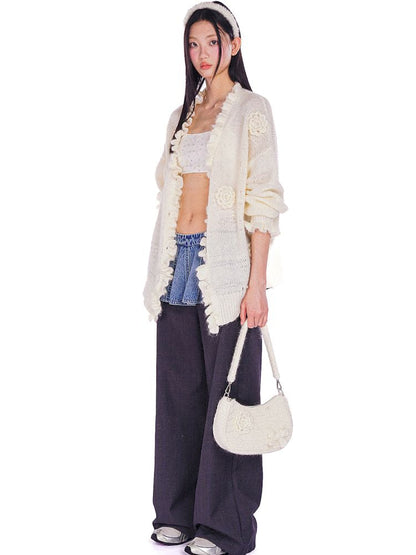 Ultra Short Fart Curtain Patchwork Denim Pants