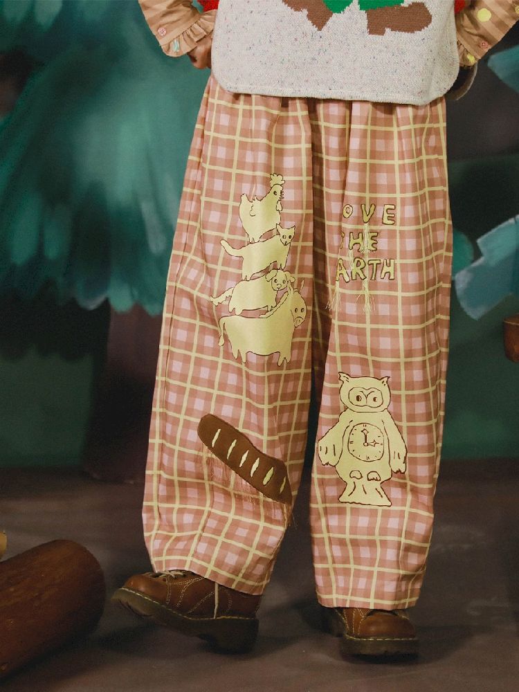 Bremen Illustration Print Wide Leg Pants