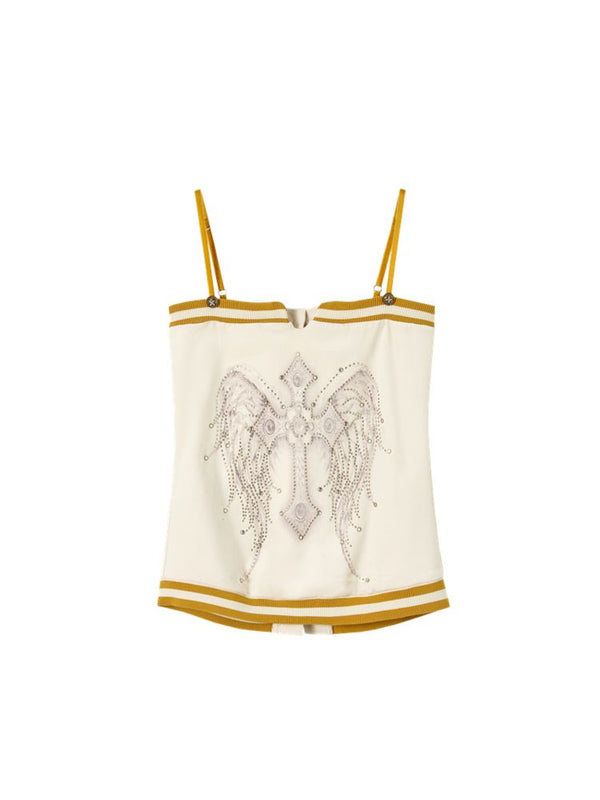 Rhinestone Embroidery Reversible Velvet Camisole