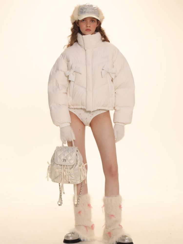 Absorbent bow short down jacket