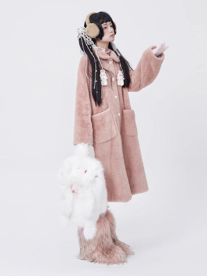 Retro Cute Rabbit Tweed Coat