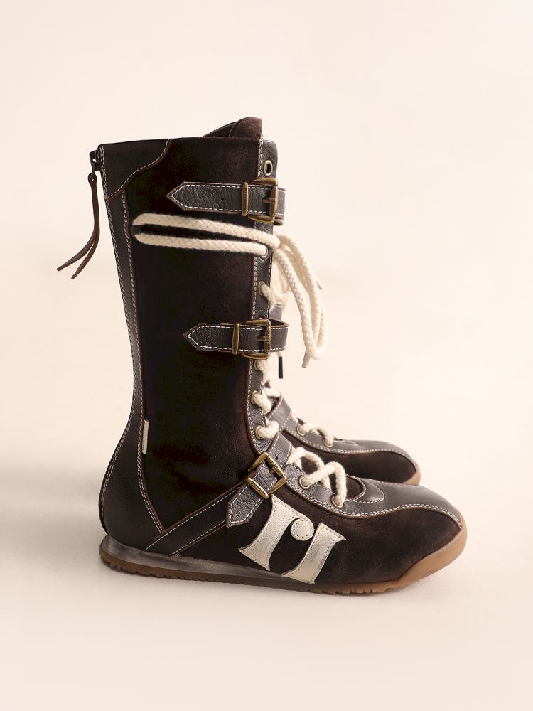 Lace Up Back Zipper Boxing Boots