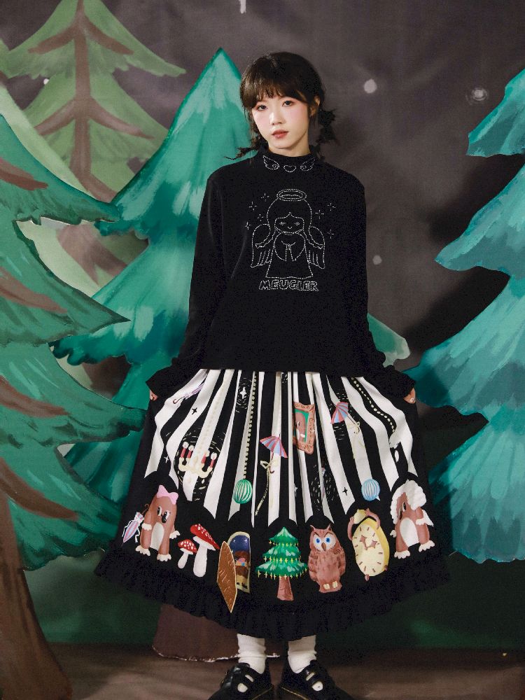 Stereoscopic Embroidered Organs Half Skirt