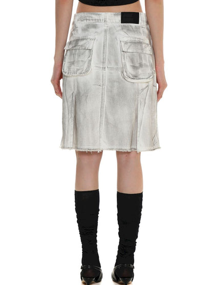 Crafted Pleated Skirt Straight Denim Workwear Pants