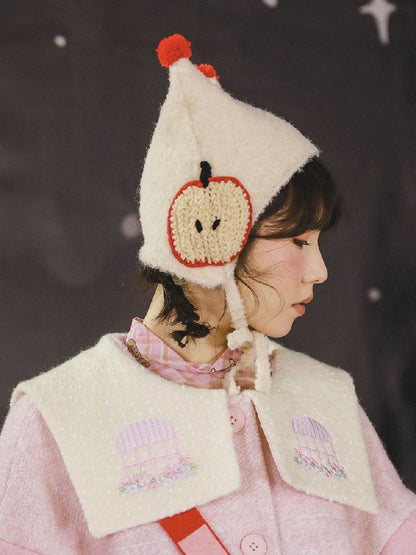 Apple Kitten Pointed Ear Hairball Knit Hat