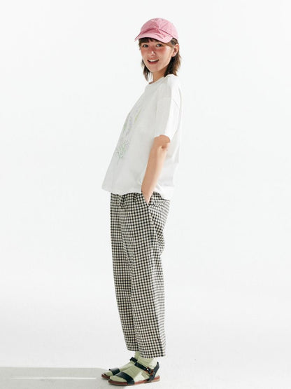 Plaid High Waist Tapered Pants