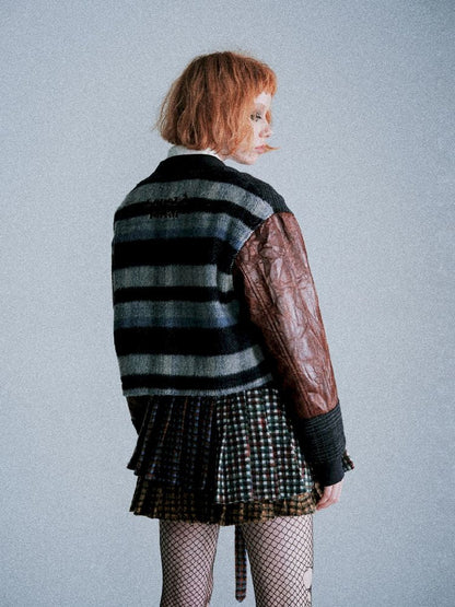 Checkered Patchwork Baseball Jacket