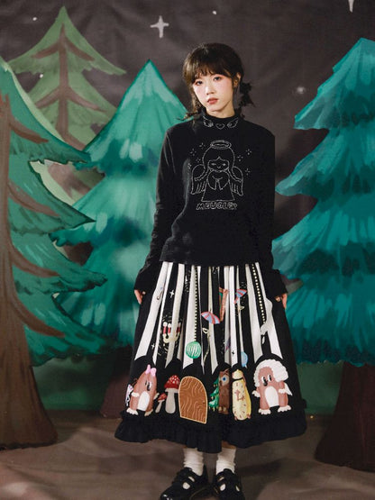 Stereoscopic Embroidered Organs Half Skirt