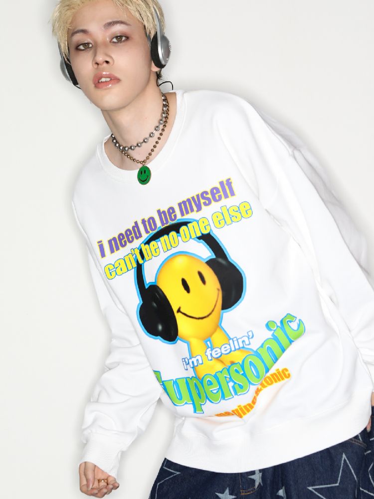 American Casual Street Smiley Loose Pullover