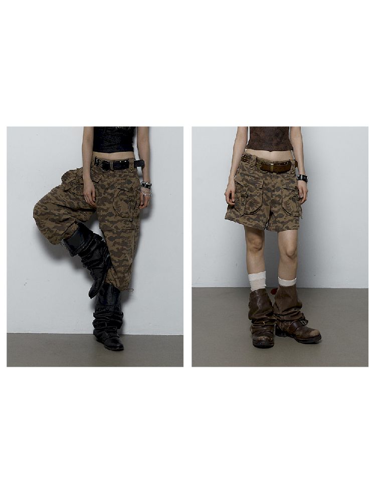 Scrap Loose Camouflage Two Wear Shorts Seven Pants