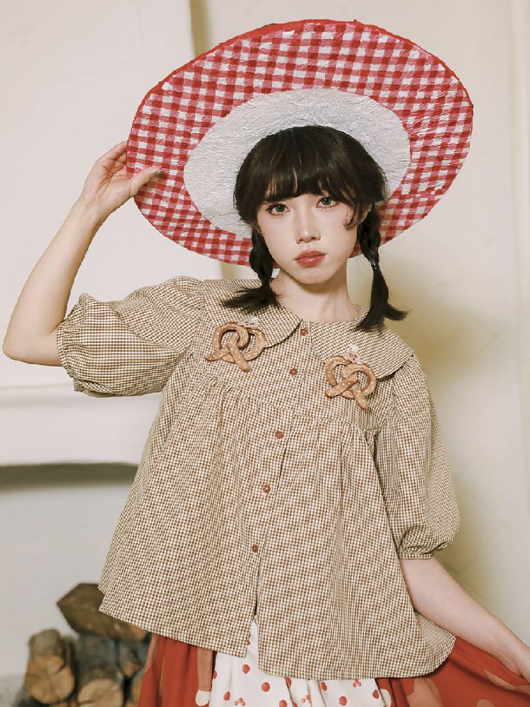 Plaid Doll Long Sleeve/Short Sleeve Collar Shirt