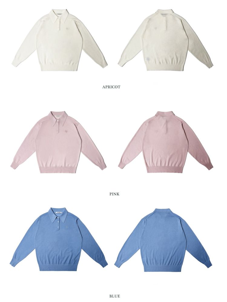 Polo collar long-sleeved jumper