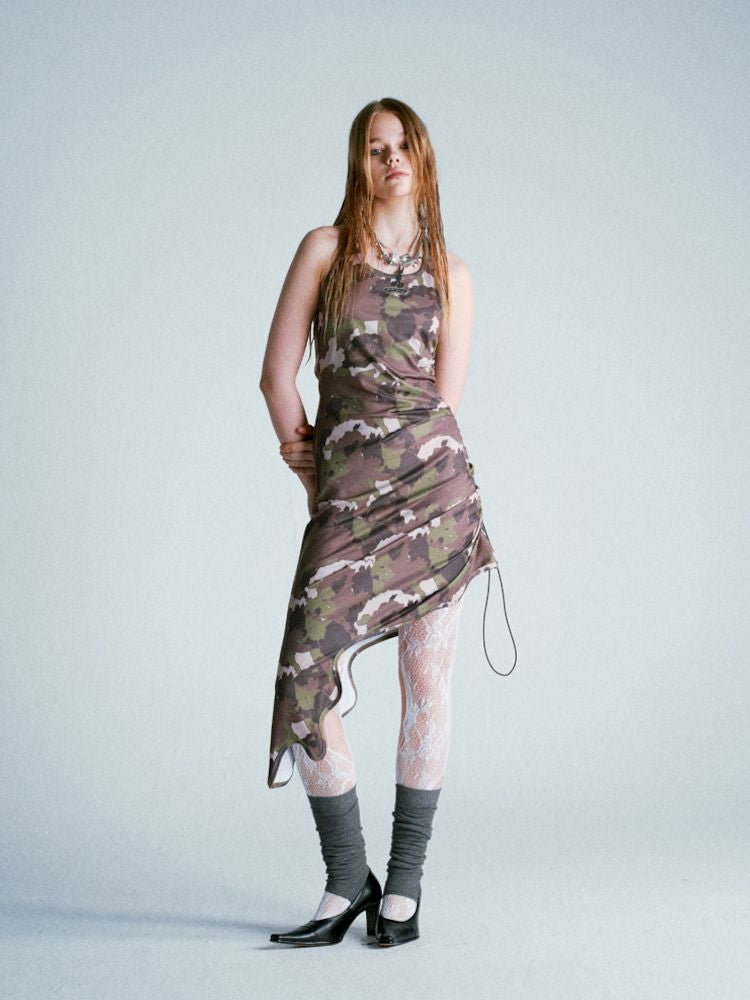 Camouflage Bear Hanging Neck Dress