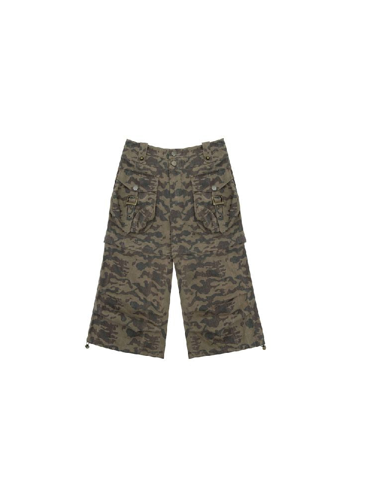 Scrap Loose Camouflage Two Wear Shorts Seven Pants