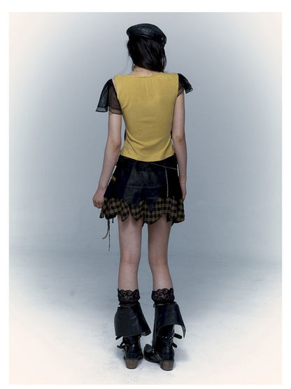 Punk Dark Rock Street Irregular Splicing Halter Skirt