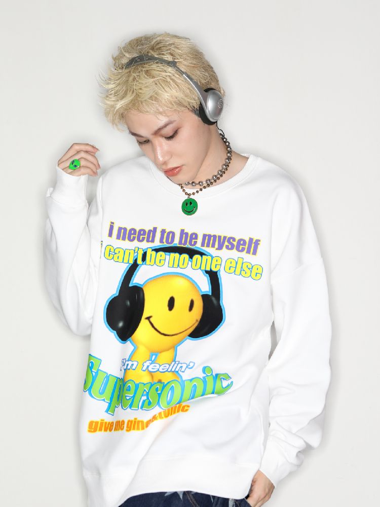 American Casual Street Smiley Loose Pullover