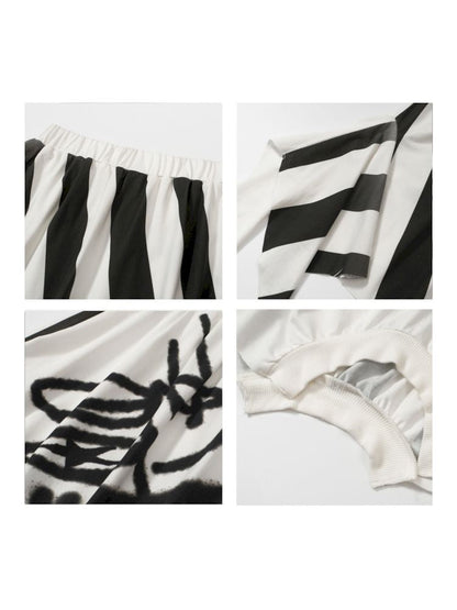 Striped Cropped Deconstructed Dual Purpose T-Shirt