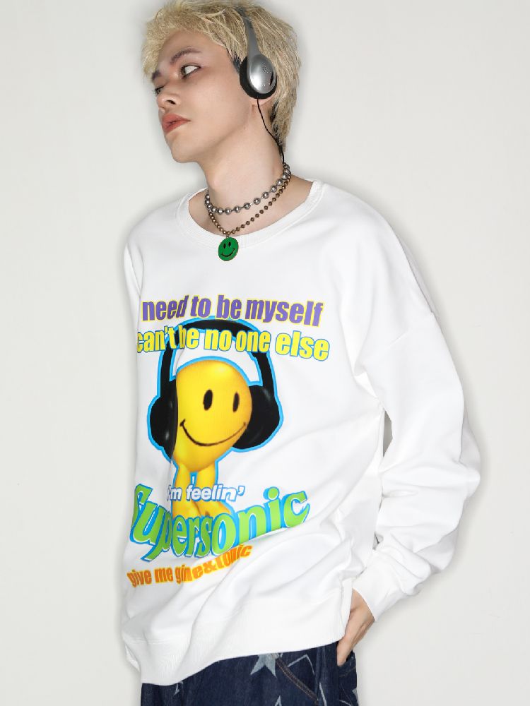 American Casual Street Smiley Loose Pullover