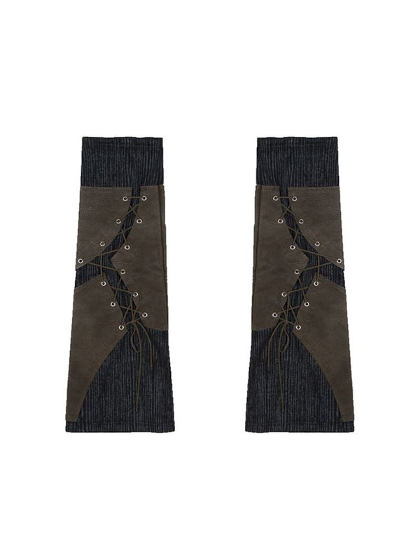 Heavy duty washed low waist leather skirt