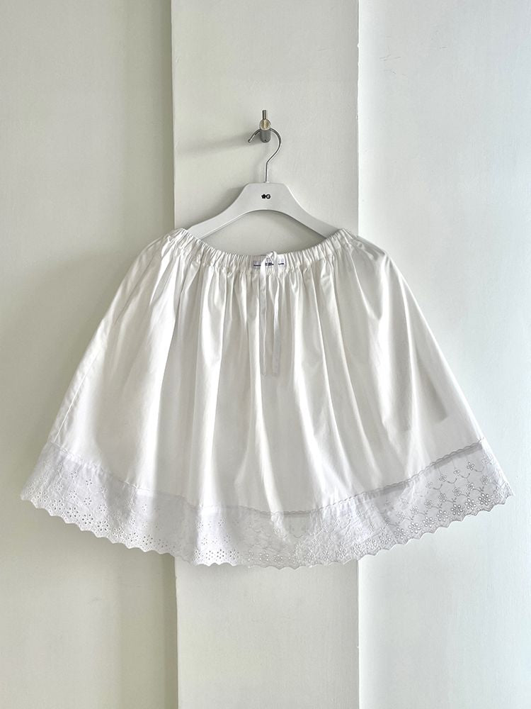 Elastic Waist Lace Hem Half Skirt