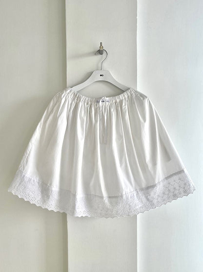 Elastic Waist Lace Hem Half Skirt