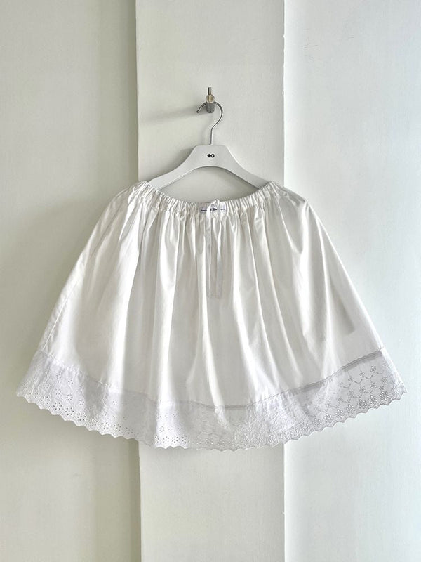 Elastic Waist Lace Hem Half Skirt
