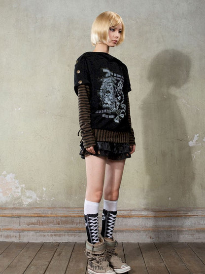 One Shoulder Punk Loose Sweatshirt