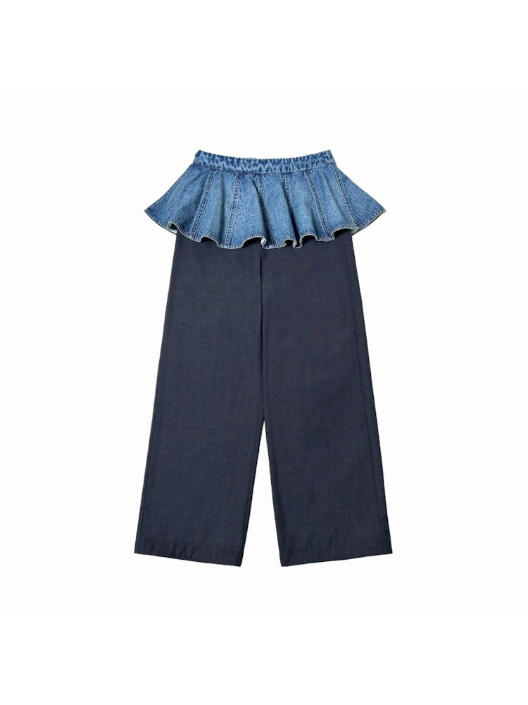 Ultra Short Fart Curtain Patchwork Denim Pants