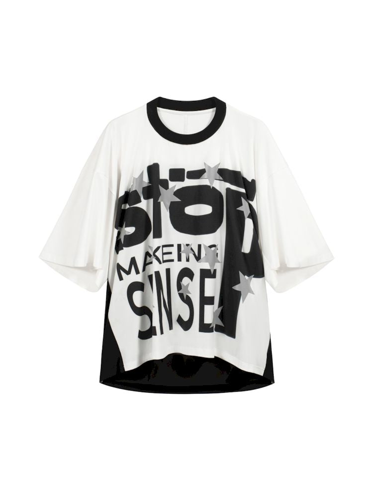 Cropped Oversize Baseball Short Sleeve Wide Shoulder T-Shirt