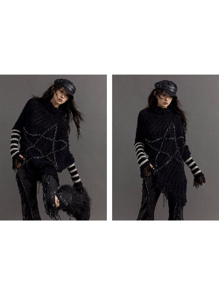 Pentagram Stripe Loose Knit Sweater