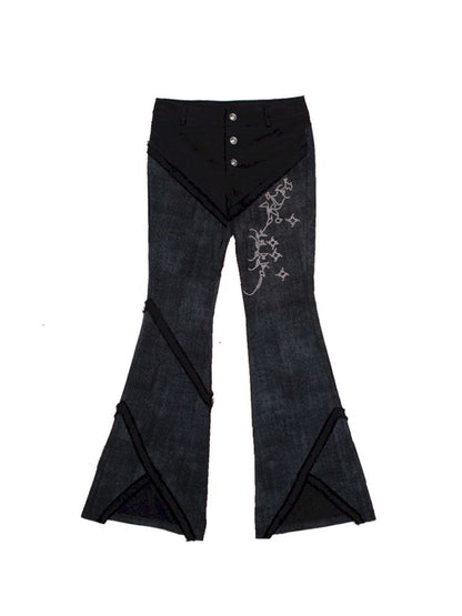 Drilling Casual Low Waist Flared Pants