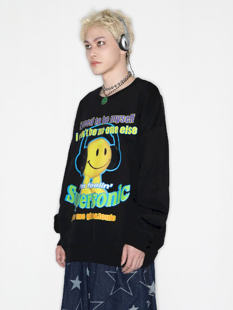 American Casual Street Smiley Loose Pullover