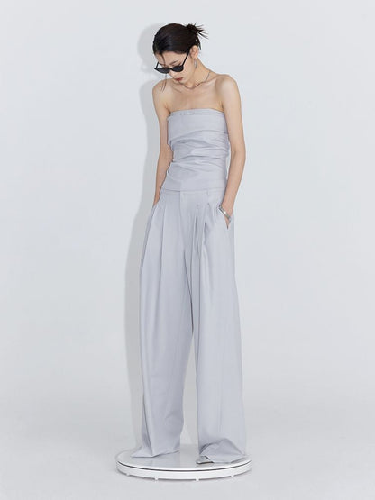 Pinch Pleat Wide Leg Suit